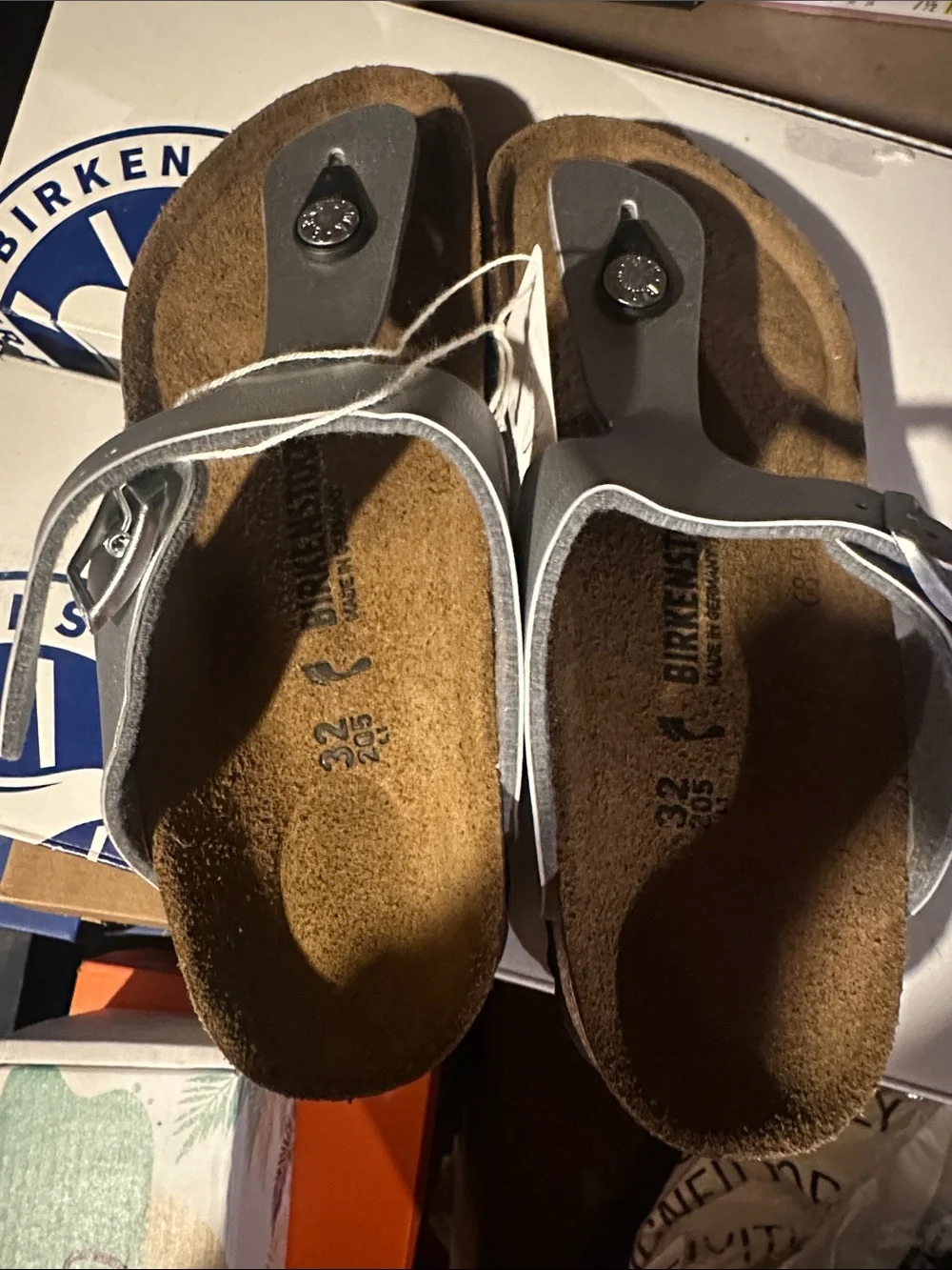 Birkenstock Gizeh Kids Metallic Silver Thong Sandals euro 32/US 1